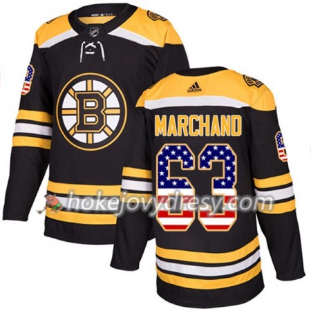 Pánské Hokejový Dres Boston Bruins Brad Marchand 63 2017-2018 USA Flag Fashion Černá Adidas Authentic